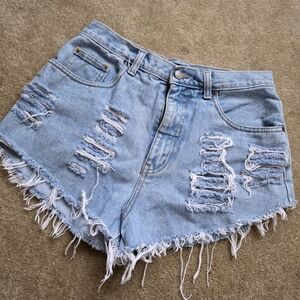 Bill Blass Blue Jean Shorts Distressed High-Waisted Vintage